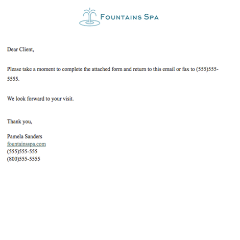 Spa Intake Form